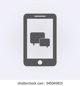 Mobile icon with speech bubble symbol . Vector illustration