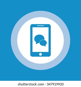 Mobile icon with speech bubble symbol . Vector illustration