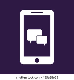 Mobile icon with speech bubble symbol . Vector illustration