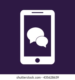 Mobile icon with speech bubble symbol . Vector illustration