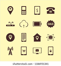 mobile icon. mobile vector icons set phone technology, mobile security, full battery and phone conversation