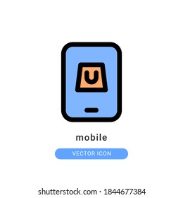 mobile icon vector illustration. mobile icon lineal color design.