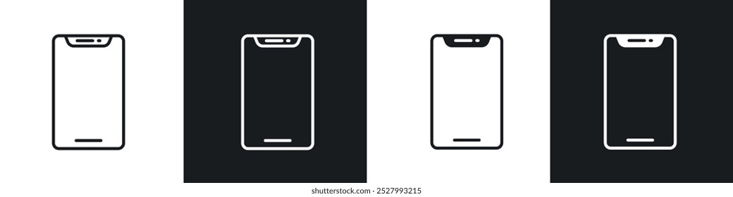 Mobile icon vector icon set black filled and outlined style.