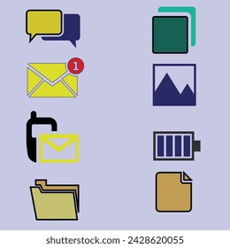 mobile icons collection. Simple Set. Linear icons set. Big UI icon set. Vector illustration