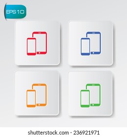 Mobile icons on buttons,clean vector