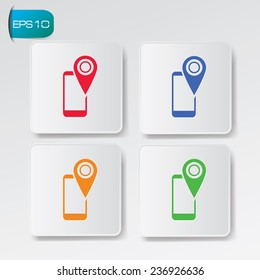 Mobile icons on buttons,clean vector