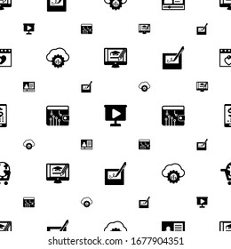 mobiles Symbolmuster nahtlos. Einschließlich bearbeitbarer, gefüllter Online-Handel, Video-Präsentation, E-Commerce-Marketing, Cloud-Computing, digitale Brieftaschensymbole. mobile Icons für Web und Mobile.