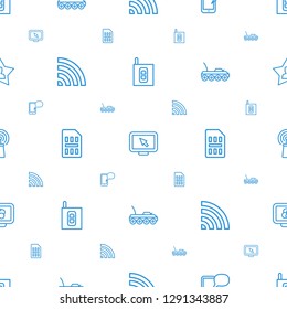 mobile icons pattern seamless white background. Included editable outline intercom, display pointer, message on phone, wi fi, sim card icons. mobile icons for web and mobile.