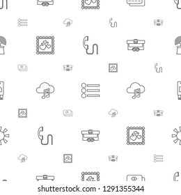 mobile icons pattern seamless white background. Included editable line call, menu, credit card, photo with heart, music cloud, trailer icons. mobile icons for web and mobile.