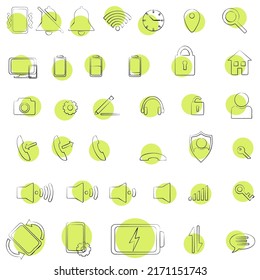 mobile icons set collection lines style in vector format