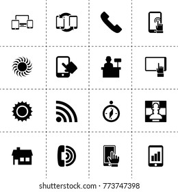 Mobile icons. vector collection filled mobile icons. includes symbols such as house, call, phone, chess, tablet, finger on touch screen. use for web, mobile and ui design.