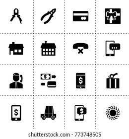 Mobile icons. vector collection filled mobile icons. includes symbols such as house, dollar sign on phone, pliers, call center. use for web, mobile and ui design.