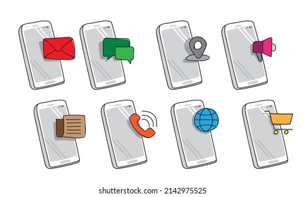 mobile icons vector set communication visual