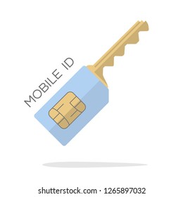 Mobile id sim card key. Flat icon design. Vector illustration.