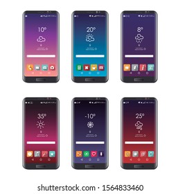 Mobile image with different applications to use. You can swap the screen icons to adjust them as you prefer. Editable vector.