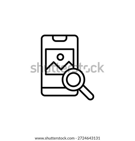 Mobile Image Search Magnifying Glass Icon Outline