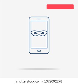 Mobile incognito icon. Vector concept illustration for design.