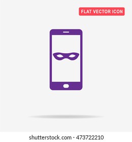 Mobile incognito icon. Vector concept illustration for design.