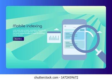 Mobile indexing, Seo factor - flat style vector illustration