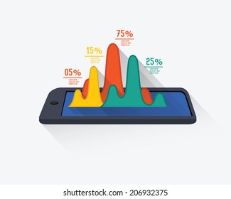 Mobile info graphic design on white background,clean vector 