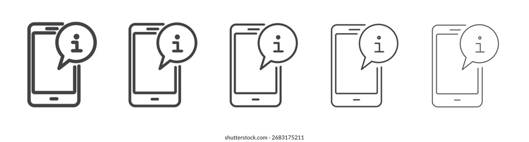 Símbolo de Vector de ilustración de contorno de icono de información móvil