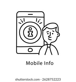 Mobile Info Vector Outline Style Icon. Eps 10 File