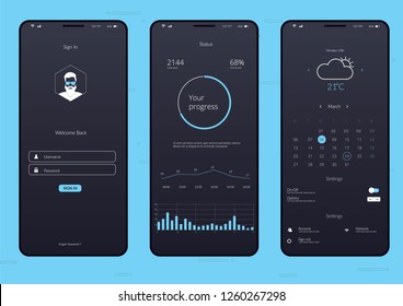 Mobile Infografik-Anwendung UI UX Vektorgrafik