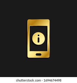 móvil, información icono de oro. Ilustración vectorial del estilo dorado