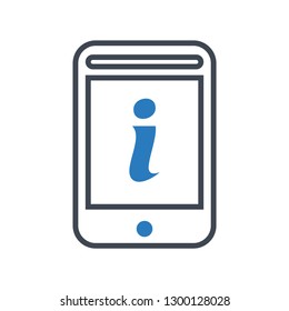 Mobile information icon vector - blue