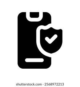 mobile insurance icon. vector glyph icon for your website, mobile, presentation, and logo design.