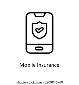 Mobile Insurance Outline Vector Icon Design Illustration auf weißem Hintergrund. EPS10-Datei