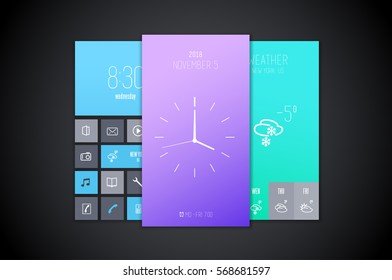 Mobile interface background designs set.