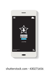 Mobile interface black color with star icon