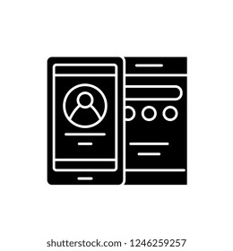Mobile interface black icon, vector sign on isolated background. Mobile interface concept symbol, illustration 