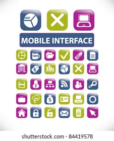 mobile interface buttons, vector