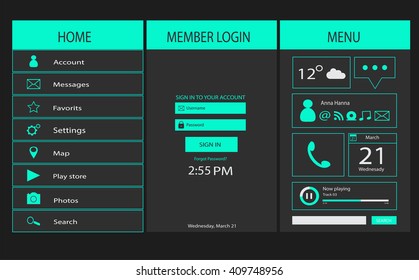 Mobile interface design flat vector