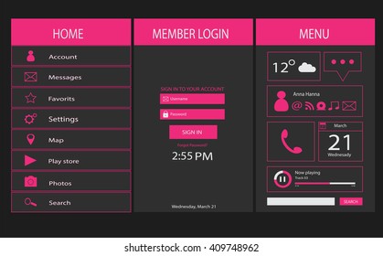 Mobile interface design flat vector
