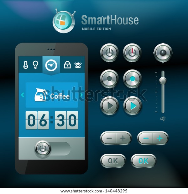 Mobile Interface Elements Smart House System Stock Vector Royalty Free