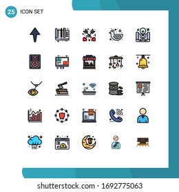 Mobile Interface Filled line Flat Color Set of 25 Pictograms of project management; business idea; arrow; active learning; shower duck Editable Vector Design Elements
