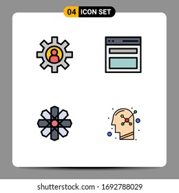 Mobile Interface Filled line Flat Color Set of 4 Pictograms of customer support; design; support; menu; geography Editable Vector Design Elements