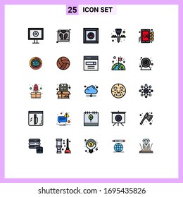 Mobile Interface Filled line Flat Color Set of 25 Pictograms of management; mobile; product; focus; taxi Editable Vector Design Elements