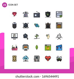 Mobile Interface Filled line Flat Color Set of 25 Pictograms of hardware; delete; technology; database; secure Editable Vector Design Elements