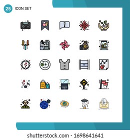 Mobile Interface Filled line Flat Color Set of 25 Pictograms of arrow; invest; basic; finance; flower Editable Vector Design Elements