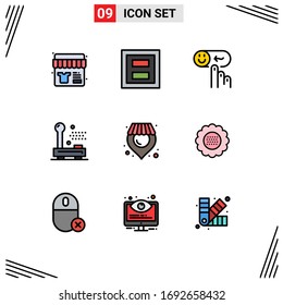 Mobile Interface Filledline Flat Color Set of 9 Pictograms of equipment; electric; two; devices; rating Editable Vector Design Elements