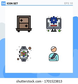 Mobile Interface Filledline Flat Color Set of 4 Pictograms of window; feature; business; device; user Editable Vector Design Elements