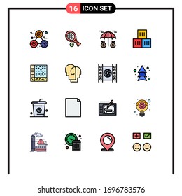 Mobile Interface Flat Color Filled Line Set of 16 Pictograms of audio; ableton; investment; transportation; good Editable Creative Vector Design Elements