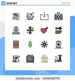 Handy-Interface-Flat Color-Filled Line Set von 16 Piktogramm Reparatur; Brunnen; Rmadhan; Aufzug; Editierbare Design-Elemente für kreative Vektorillustration