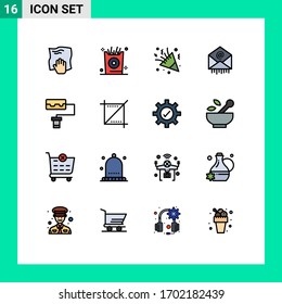 Mobile Interface Flat Color Filled Line Set of 16 Pictograms of business; mail; party; e; decoration Editable Creative Vector Design Elements