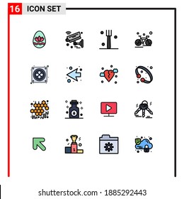 Mobile Interface Flat Color Filled Line Set of 16 Pictograms of computer; sport; wifi; cycling; bicycle Editable Creative Vector Design Elements