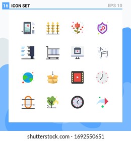 Mobile Interface Flat Color Set of 16 Pictograms of traffic light; woman; flower; protection; justice Editable Pack of Creative Vector Design Elements